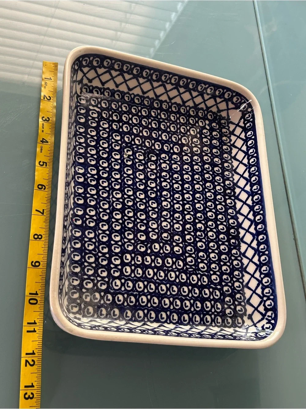 Boleslawiec Handmade Polish Pottery Blue and White Baker Dish Peacock Eye